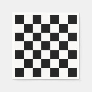 Serviette En Papier À carreaux noir et blanc