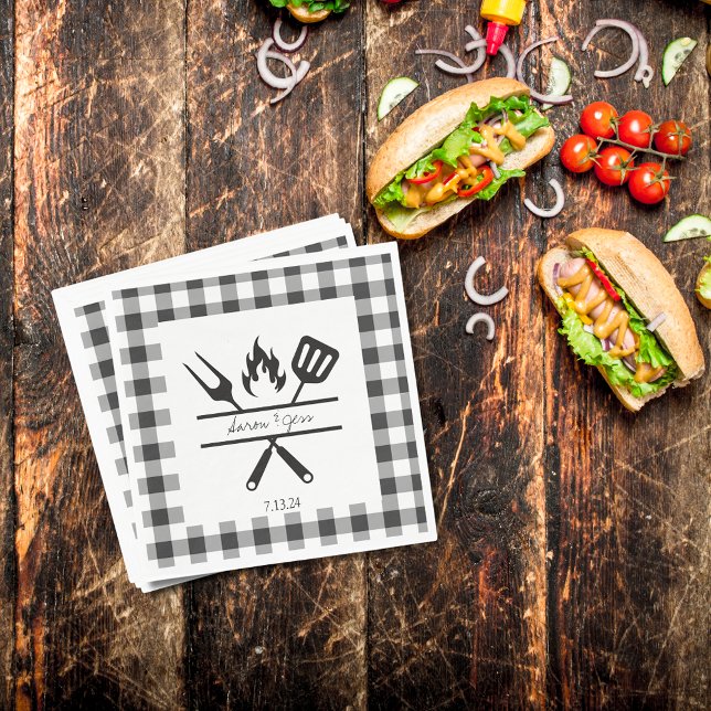 Serviette en papier à carreaux rustique pour dîner (Créateur téléchargé)