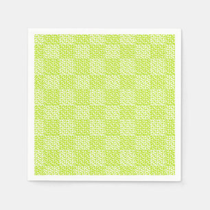 Serviette En Papier à damiers Amour en Lime Vert et Blanc