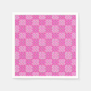 Serviette En Papier à damiers Amour en Magenta et Blanc