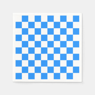 Serviette En Papier à damiers - Blanc et Bleu