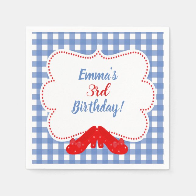 Serviette En Papier À damiers Bleu et Blanc En vichy Chaussures Rouge  (Devant)