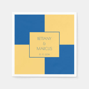 Serviette En Papier À damiers bleu et jaune contemporain