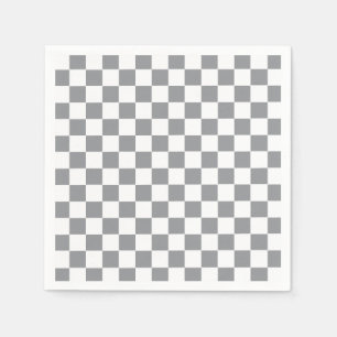 Serviette En Papier à damiers gris et blanc