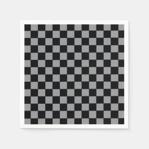 Serviette En Papier à damiers gris et noir