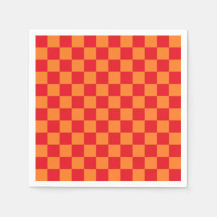 Serviette En Papier à damiers rouge et orange