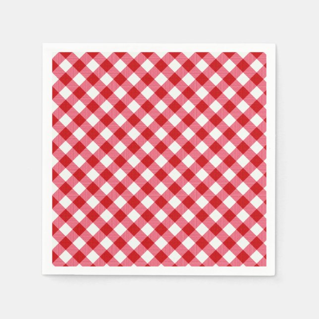 Serviette En Papier à damiers tartan plaid classique rouge blanc textu (Devant)