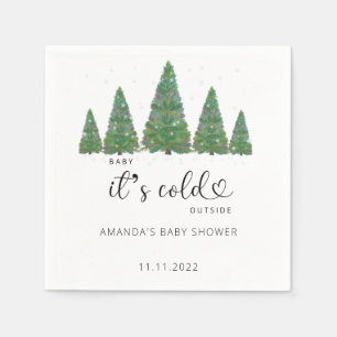Serviette En Papier À feuillage persistant bébé de Noël il fait froid 