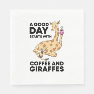 Serviette En Papier A Good Day Starts With Coffee & Giraffe Gift Funny