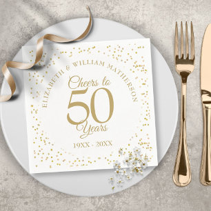 Serviette En Papier À la cinquantaine années de mariage poussière d'or