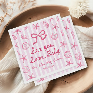 Serviette En Papier À la mer bientôt Fête de bébé côtière Coquillage R
