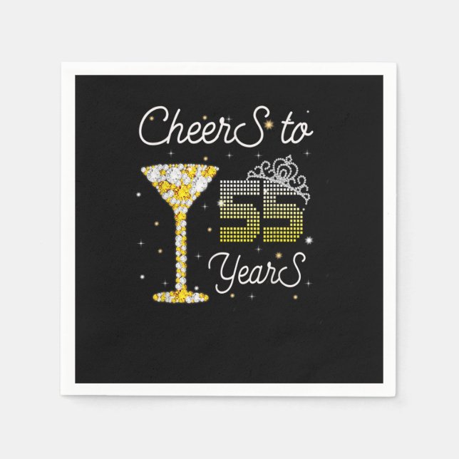 Serviette En Papier À la reine D, 55 ans, joyeux anniversaire (Devant)