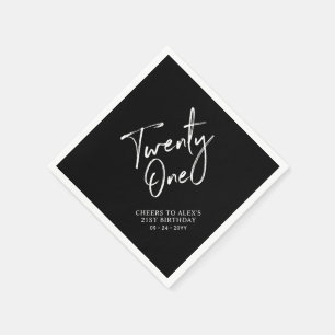 Serviette En Papier À la santé de 21    Fête d'anniversaire moderne po