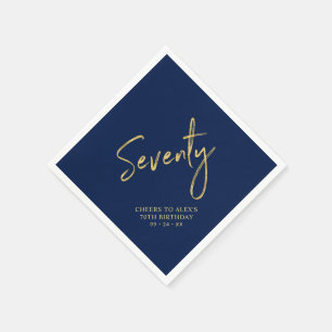 Serviette En Papier À la santé de 70 Modern Navy bleu 70e Anniversaire