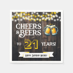 Serviette En Papier À la santé et bières pour 21 ans d'anniversaire ru