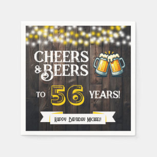 Serviette En Papier À la santé et bières pour 56 ans Fête d'anniversai