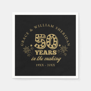 Serviette En Papier À l'approche du 50e anniversaire Noir et or