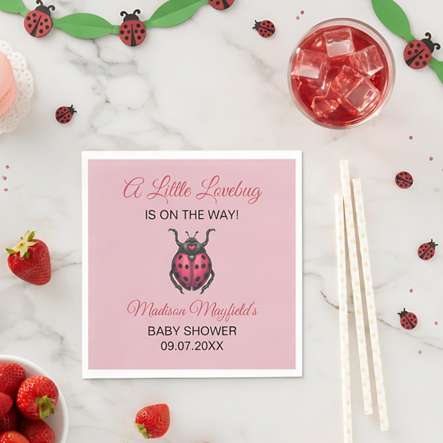Serviette En Papier A Little Love Bug Is On The Way Ladybug (Créateur téléchargé)