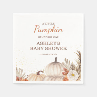 Serviette En Papier A Little Pumpkin, Fall Baby Shower Boho