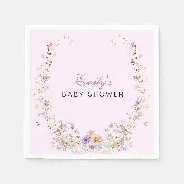 Serviette En Papier A Little Wildflower Baby Shower  (Devant)