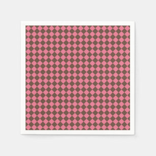 Serviette en papier à motif diamant à carreaux ros