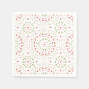 Serviette en papier à motif floral pêche