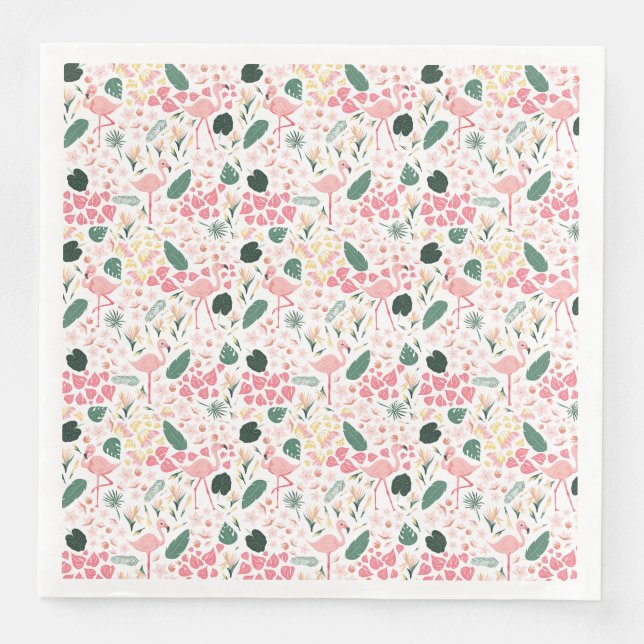 Serviette en papier à motif tropical Flamant rose (Devant)