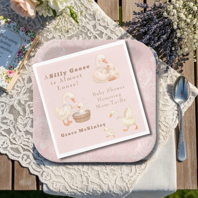 Serviette En Papier A Silly Goose Pink (A Silly Goose Pink Napkins)