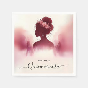 Serviette En Papier À Silver Plum Lace Gown Boho Burgundy Quinceanera