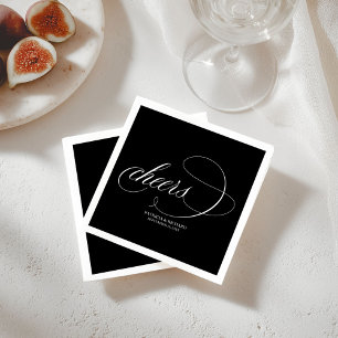 Serviette En Papier À votre santé - Élégant mariage noir et blanc