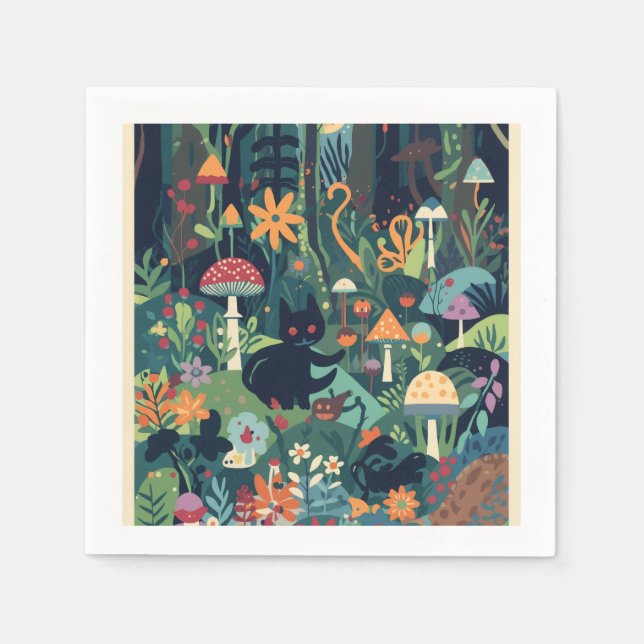 Serviette En Papier A woodland scene napkin (Devant)