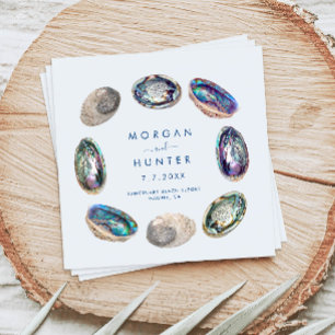 Serviette En Papier Abalone Shell coloré aquarelle plage Mariage