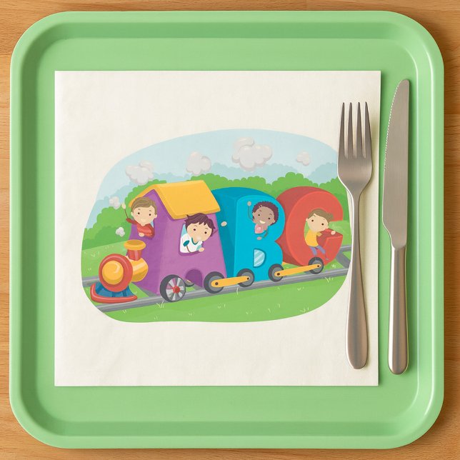 Serviette En Papier ABC Alphabet Train avec enfants amusant éducatif (Créateur téléchargé)
