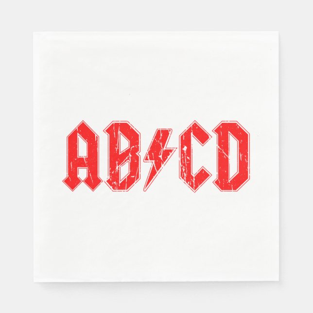 Serviette En Papier ABCD rock music funny symbol fake acdc joke school (Devant)