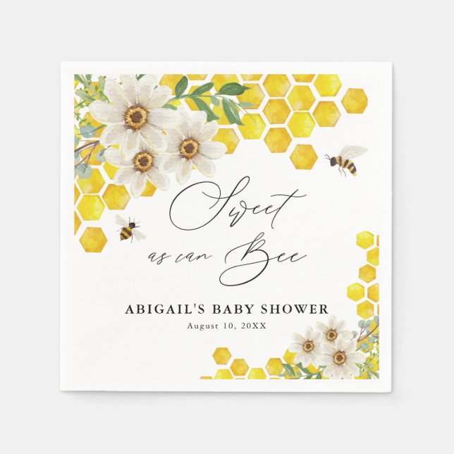 Serviette En Papier Abeille de miel et marguerites doux comme peut êtr (Devant)
