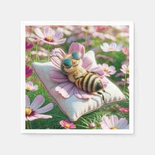 Serviette En Papier Abeille de miel reposant sur un Coussin