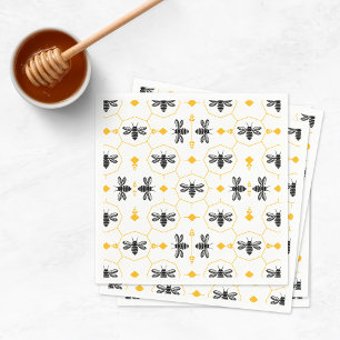 Serviette En Papier Abeille Jaune Nid d'Abeille Enfants Fête d'anniver