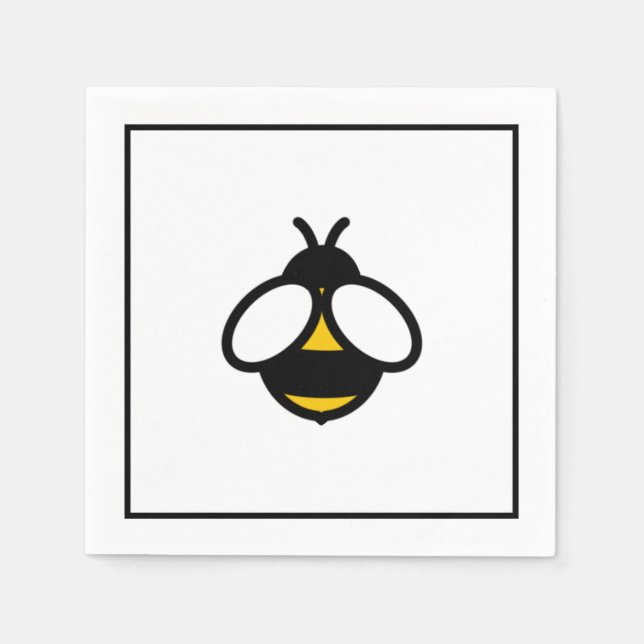 Serviette En Papier Abeille mignonne, abeille miel, bourdon (Devant)