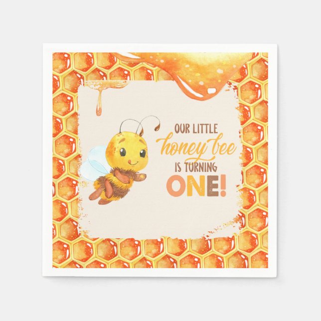 Serviette En Papier Abeille premier anniversaire Napkin (Devant)