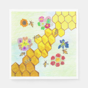 Serviette En Papier Abeilles en Beauté Colorful Papier Floral Napkins