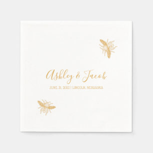 Serviette En Papier Abeilles et Golden Honeycomb Motif Mariage