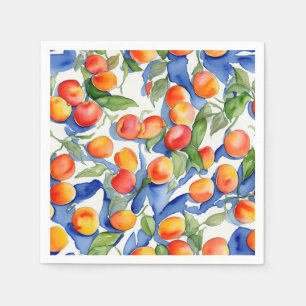 Serviette En Papier Abricots de l'été artistiques à motif aquarelle de