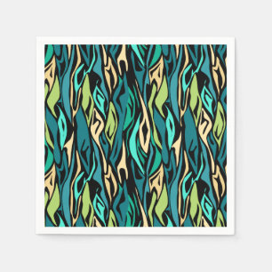 Serviette En Papier Abstract black turquoise