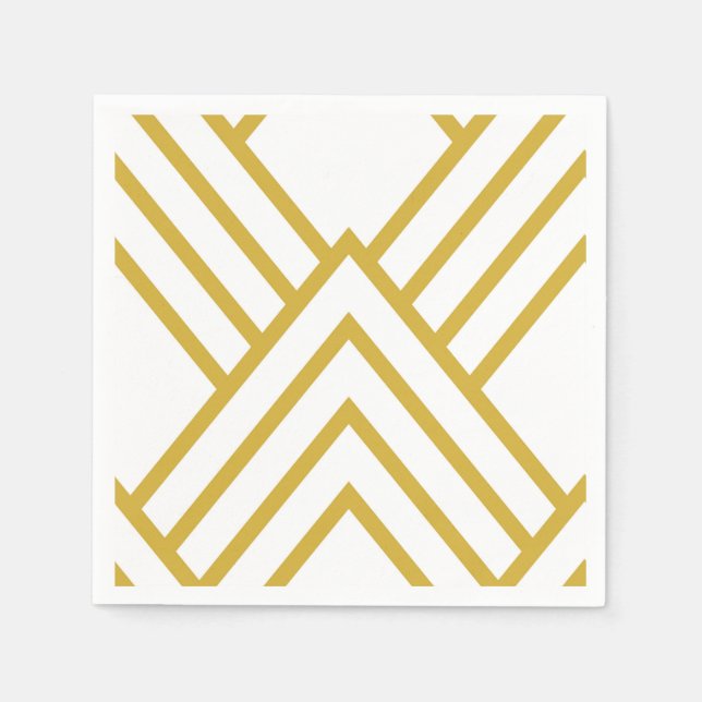 Serviette En Papier Abstract geometrical, white and gold (Devant)