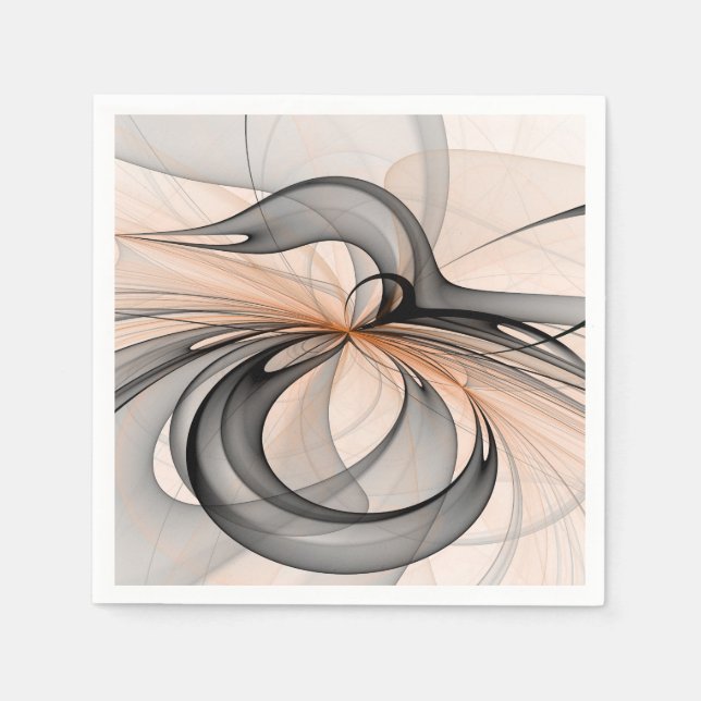 Serviette En Papier Abstrait Anthracite Grey Sienna Art moderne fracta (Devant)