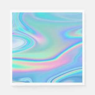 Serviette En Papier Abstrait arc-en-ciel holographique