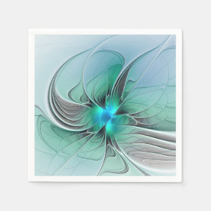 Serviette En Papier Abstrait avec bleu, art fractal moderne