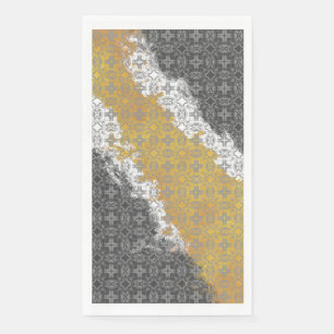 Serviette En Papier Abstrait blanc, gris, bronze, or Vintage Motif