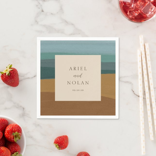 Serviette En Papier Abstrait Coastal Chic Mariage moderne (En situation)