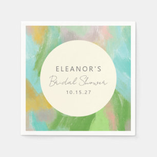 Serviette En Papier Abstrait Coloré Aquarelle Mariage Personnalisé